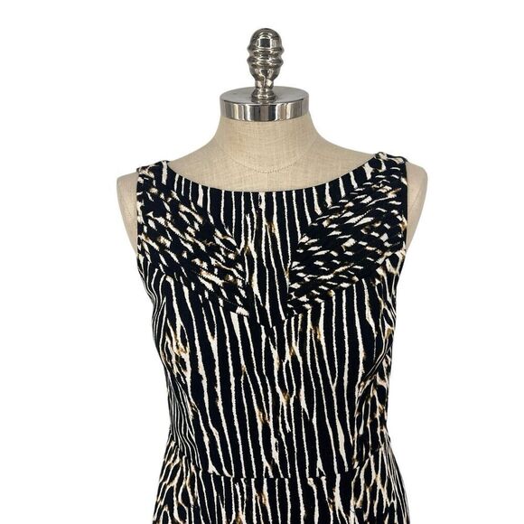 Vince Camuto Animal Zebra Print Sheath Dress Size 12 Career Cotton Spandex Blend - Picture 2 of 9